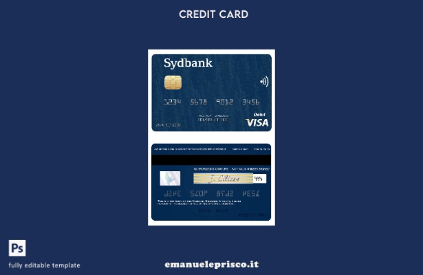 modello di carta di debito visto Danimarca Sydbank stile verificato